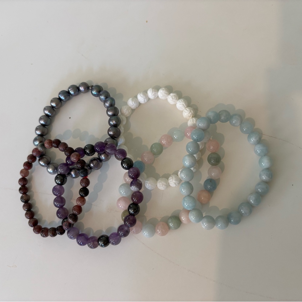 Lot of Stretchy bracelets Jade Amethyst and others!